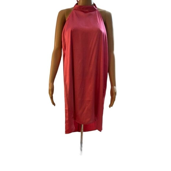 NWT WeWoreWhat Satin Halter Dress Hot Pink Size‎ Medium - Picture 4 of 12